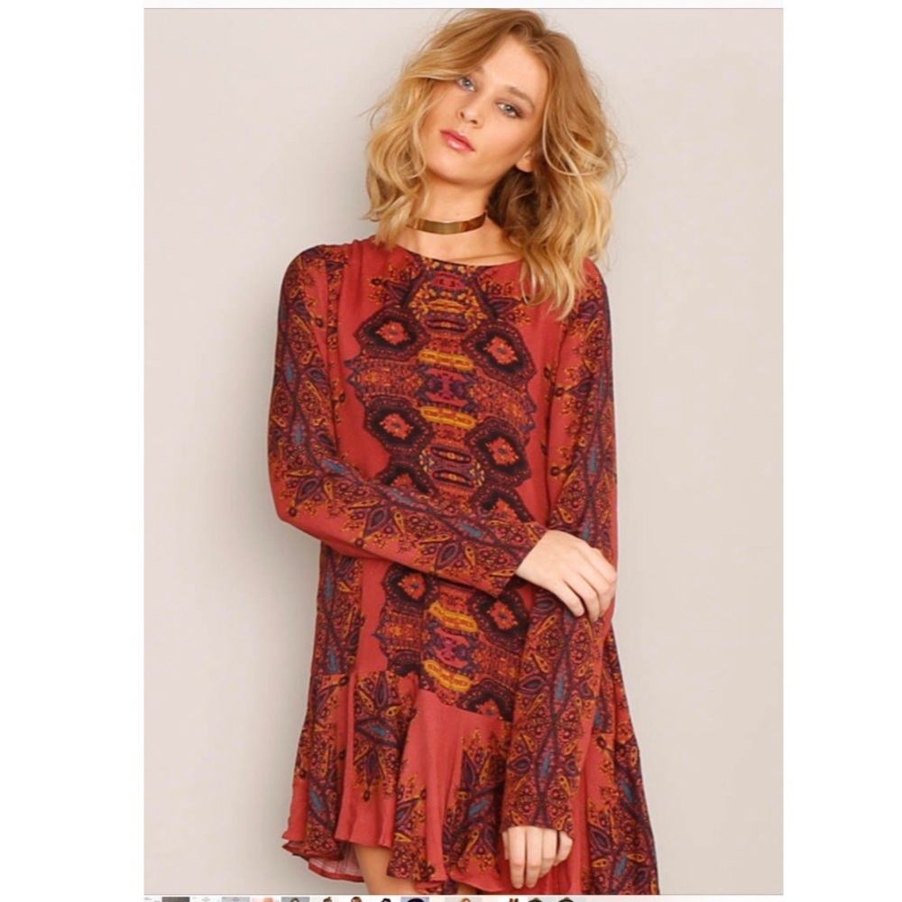 🖤FREE PEOPLE Smooth Talker print Tunic Minidress